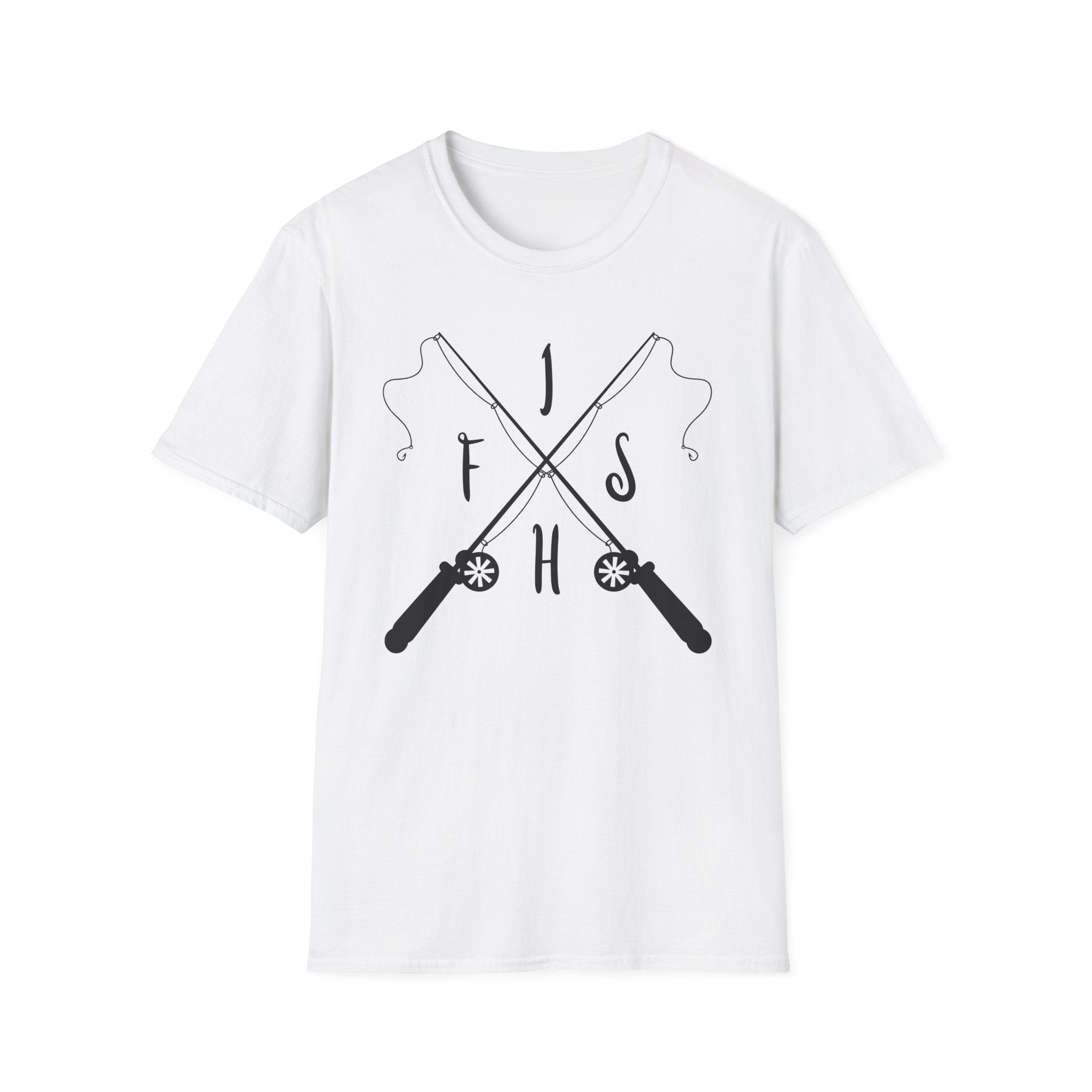 Fishing Rod Cross Graphic T-Shirt