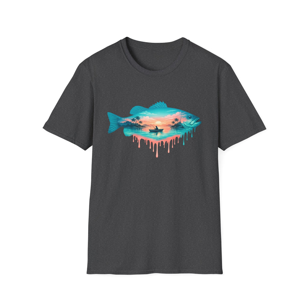 Dripping Tropical Sunset Fishing T-Shirt