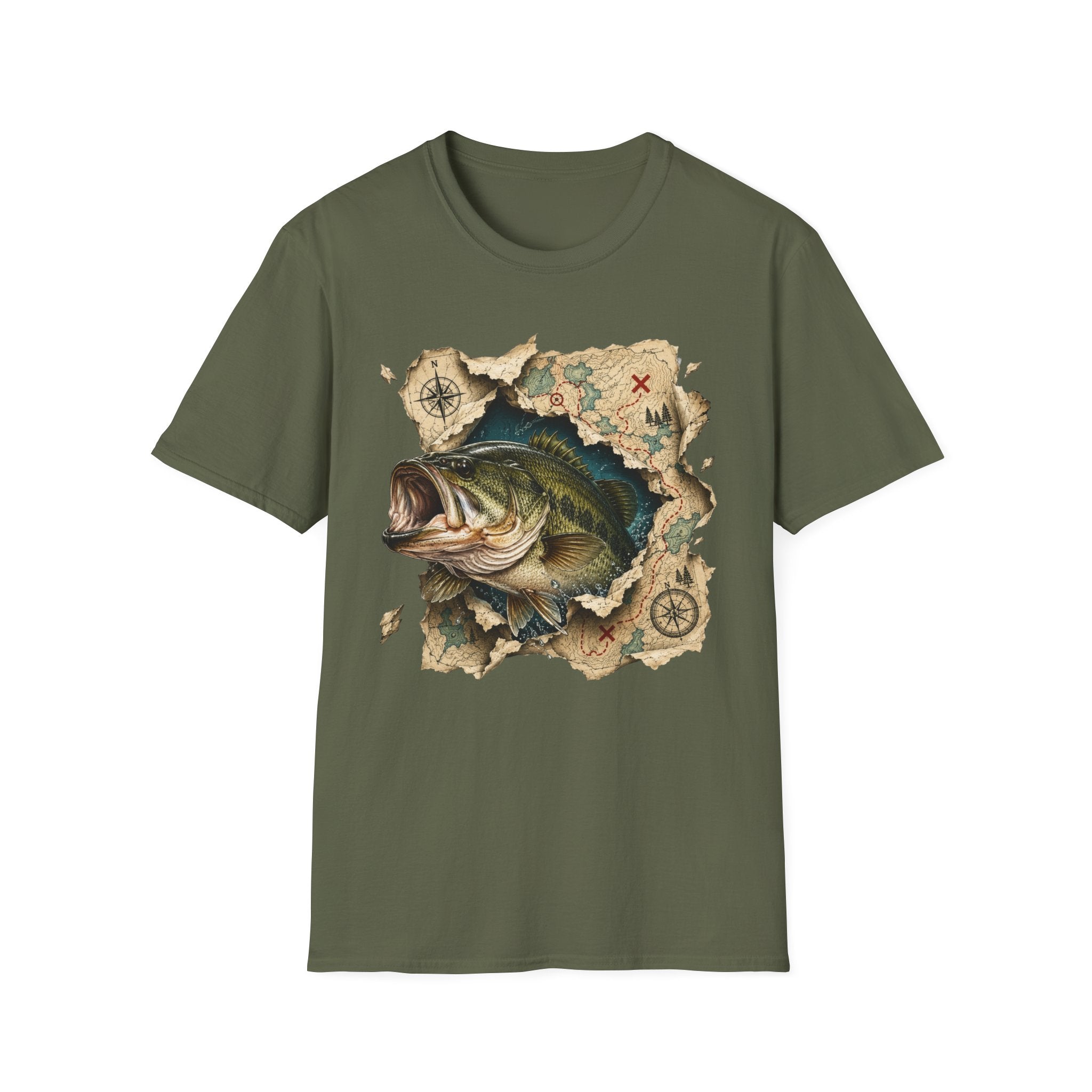 Bass Fishing Map T-Shirt