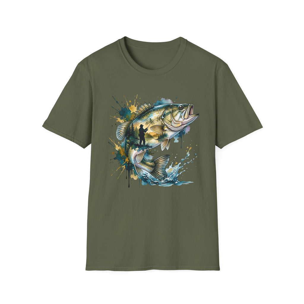 Bass Fishing Watercolor T-Shirt
