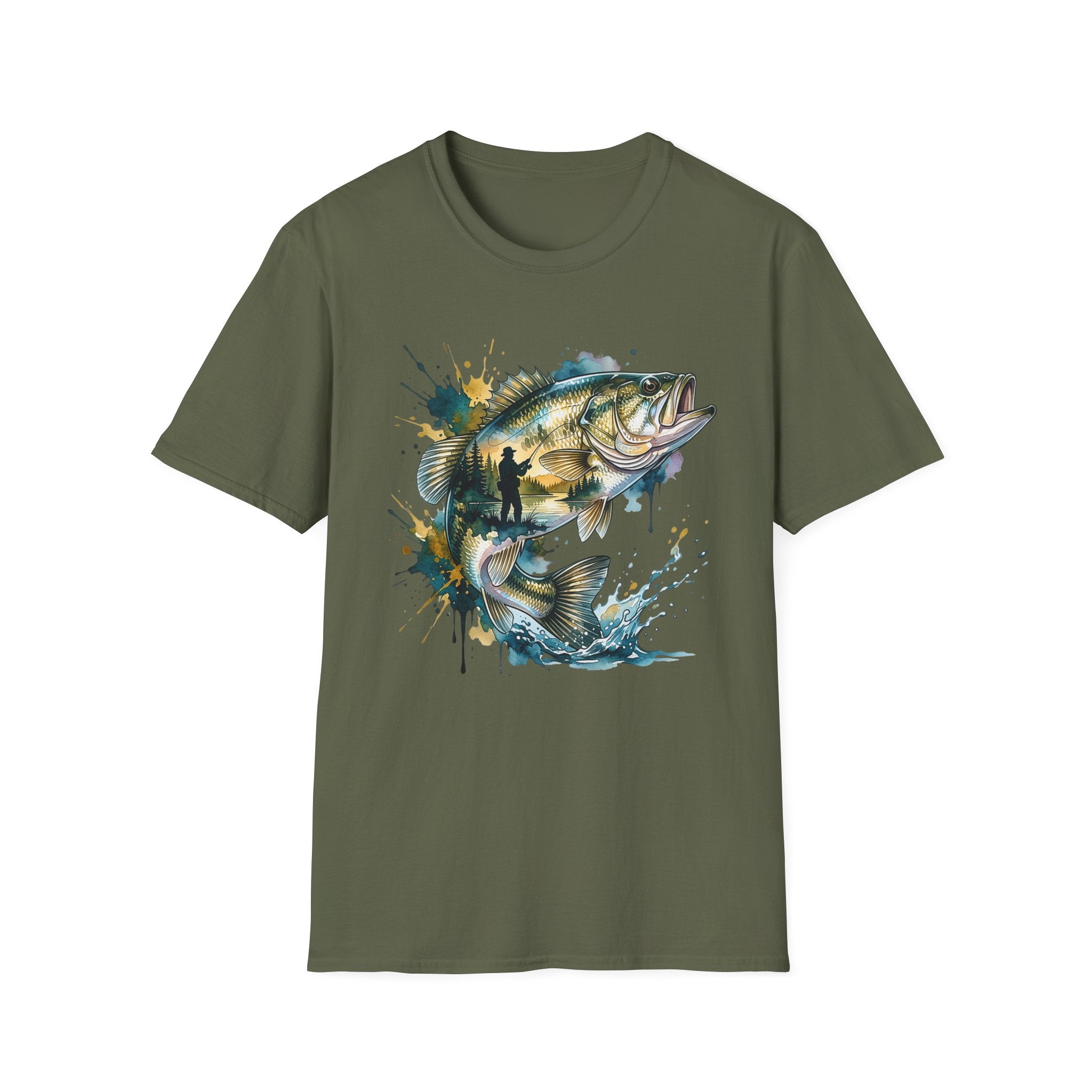 Bass Fishing Watercolor T-Shirt