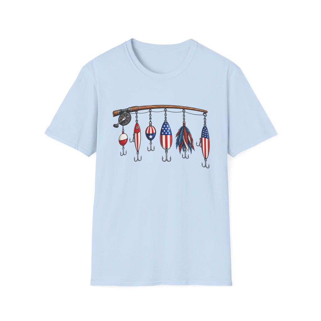 Fishing Lures Patriotic USA Bait Rod  T-Shirt