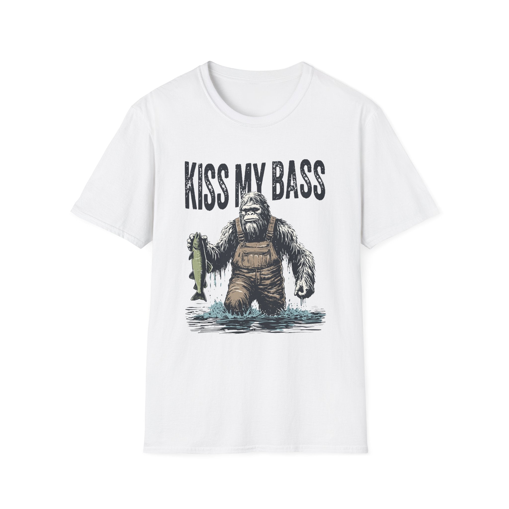 Kiss My Bass Funny Fisherman Sasquatch T-Shirt