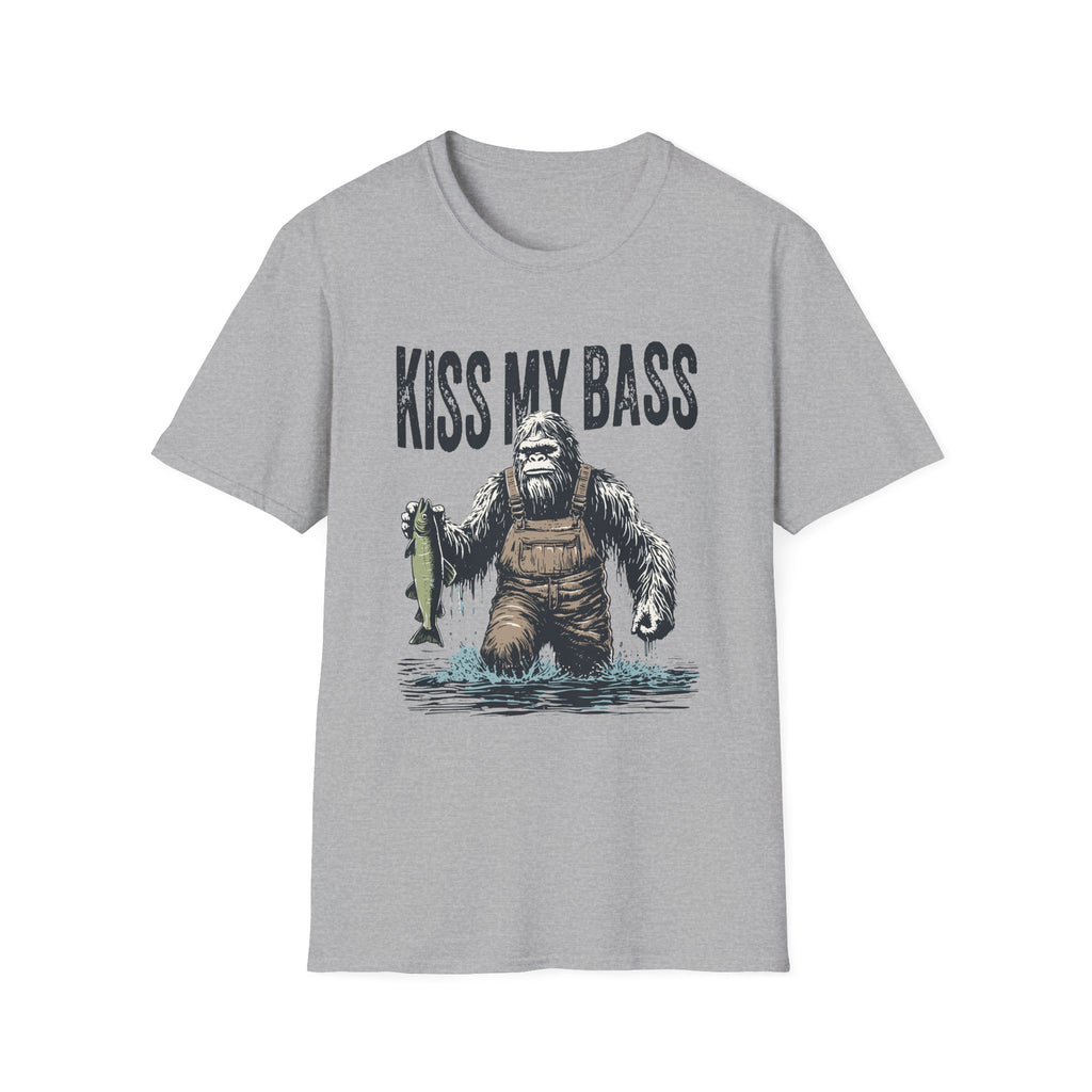 Kiss My Bass Funny Fisherman Sasquatch T-Shirt