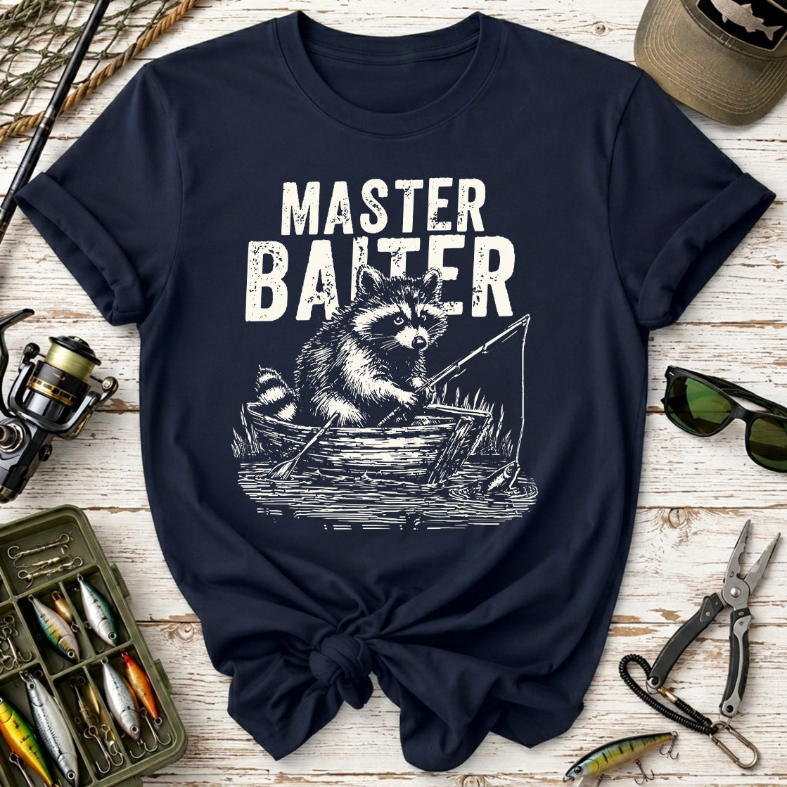 Master Baiter Fishing Funny Raccoon T-Shirt