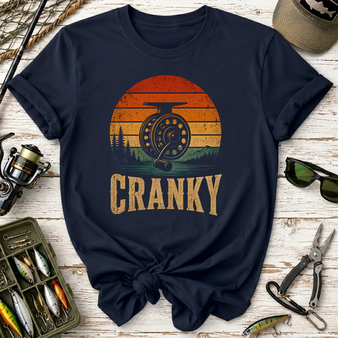 Cranky Fly Reel Fishing Sunset T-Shirt