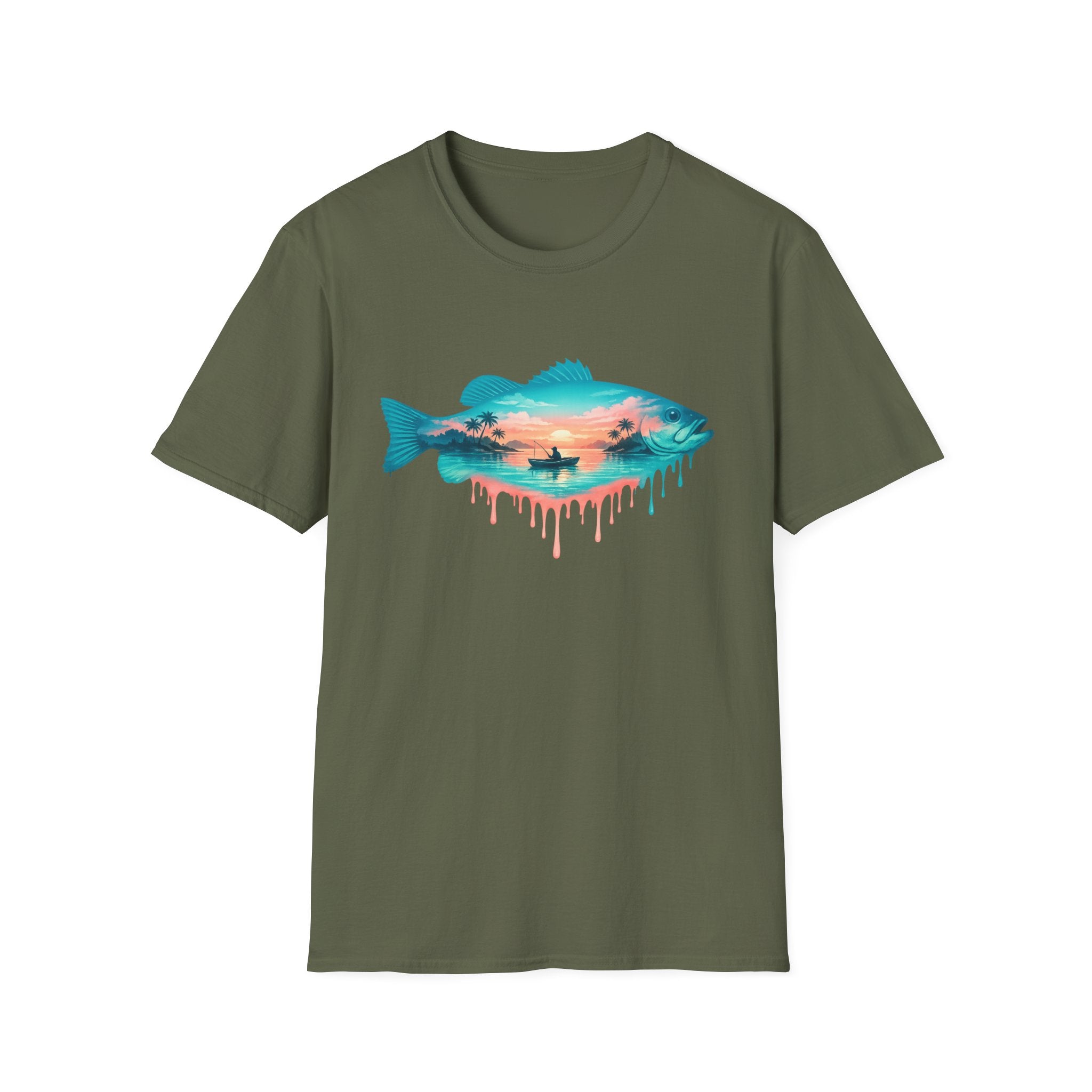 Dripping Tropical Sunset Fishing T-Shirt