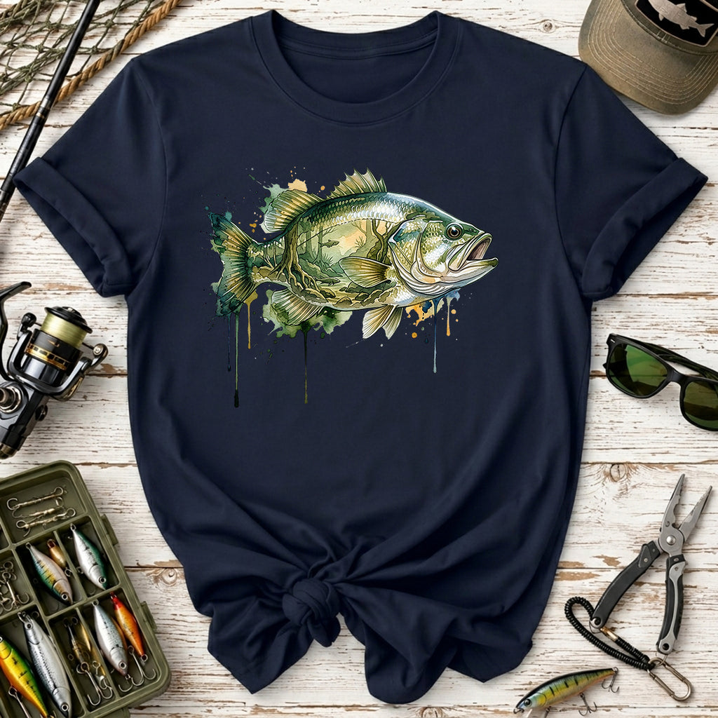 Bass Watercolor Fish T-Shirt