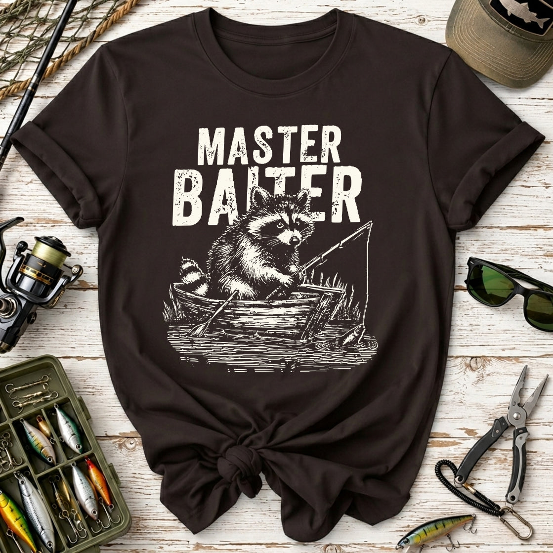 Master Baiter Fishing Funny Raccoon T-Shirt