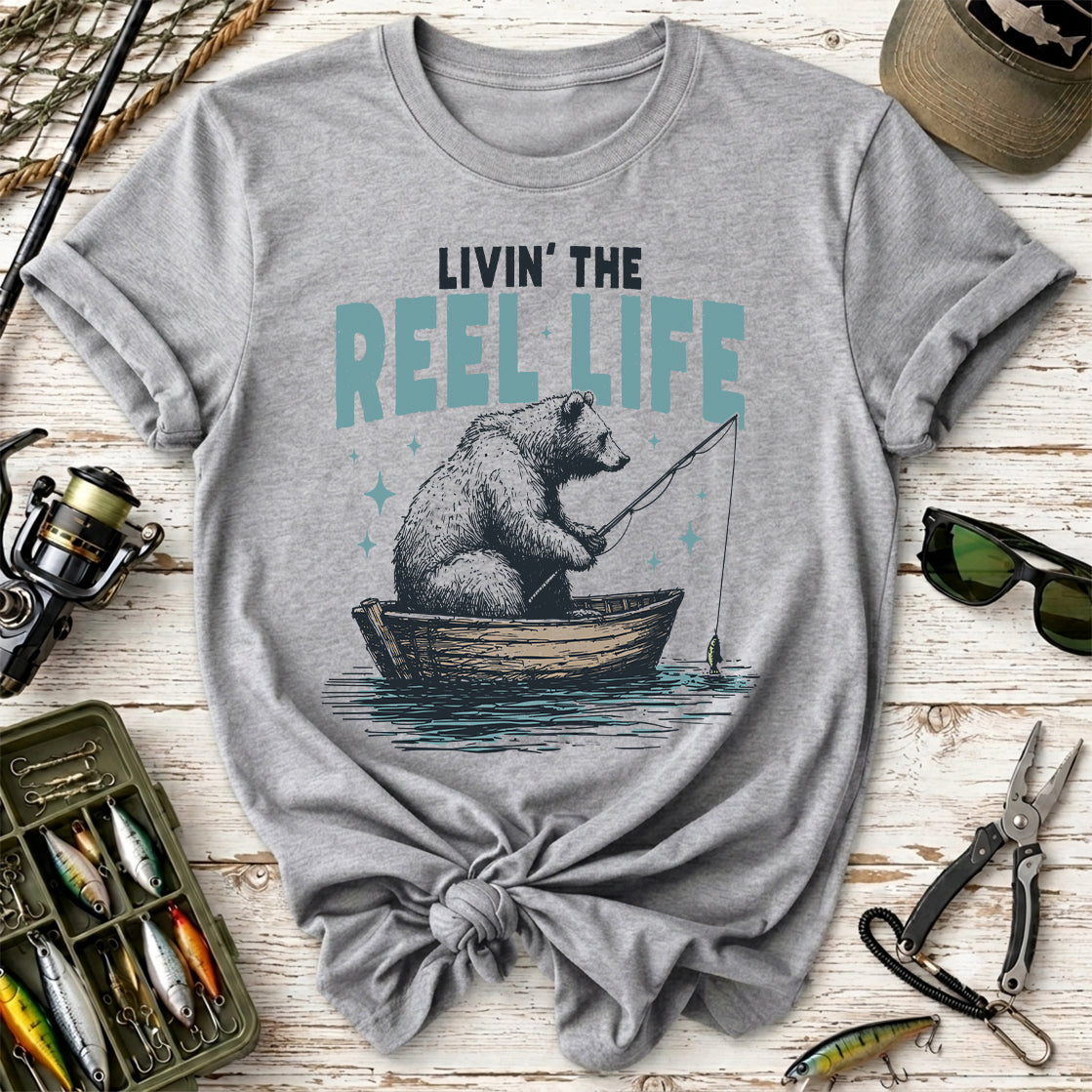 Livin' the Reel Life Bear Fishing T-Shirt