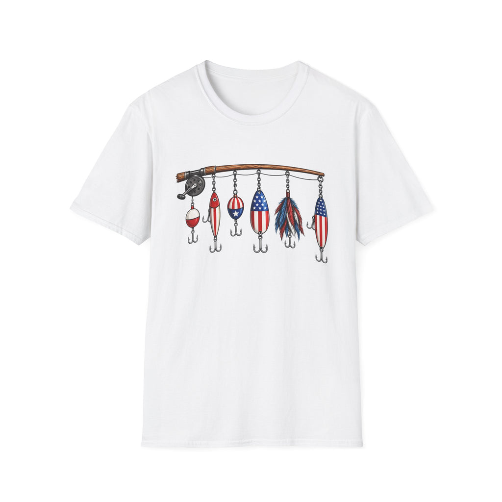 Fishing Lures Patriotic USA Bait Rod  T-Shirt