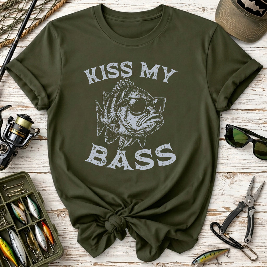 Kiss My Bass Funny Fishing  T-Shirt