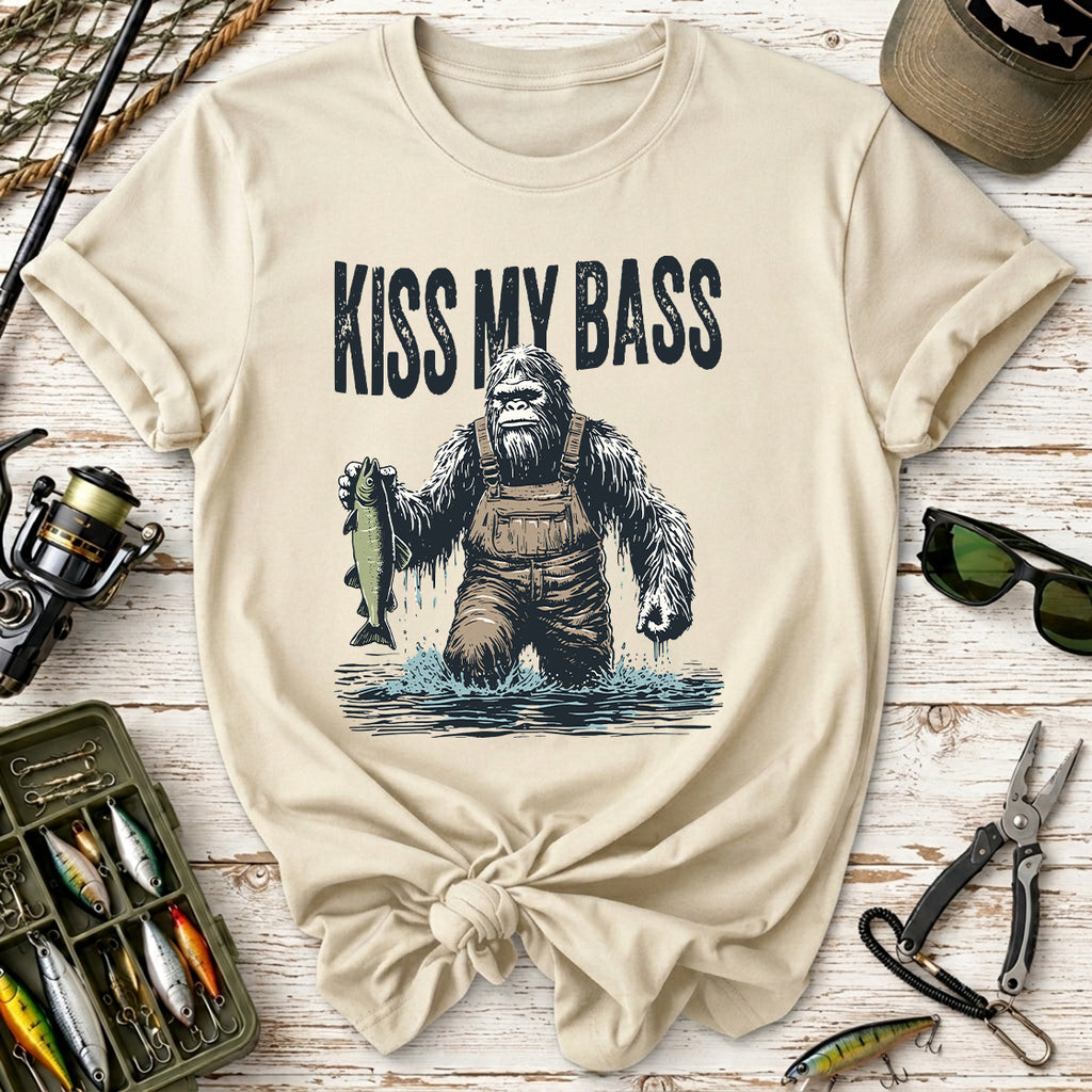 Kiss My Bass Funny Fisherman Sasquatch T-Shirt