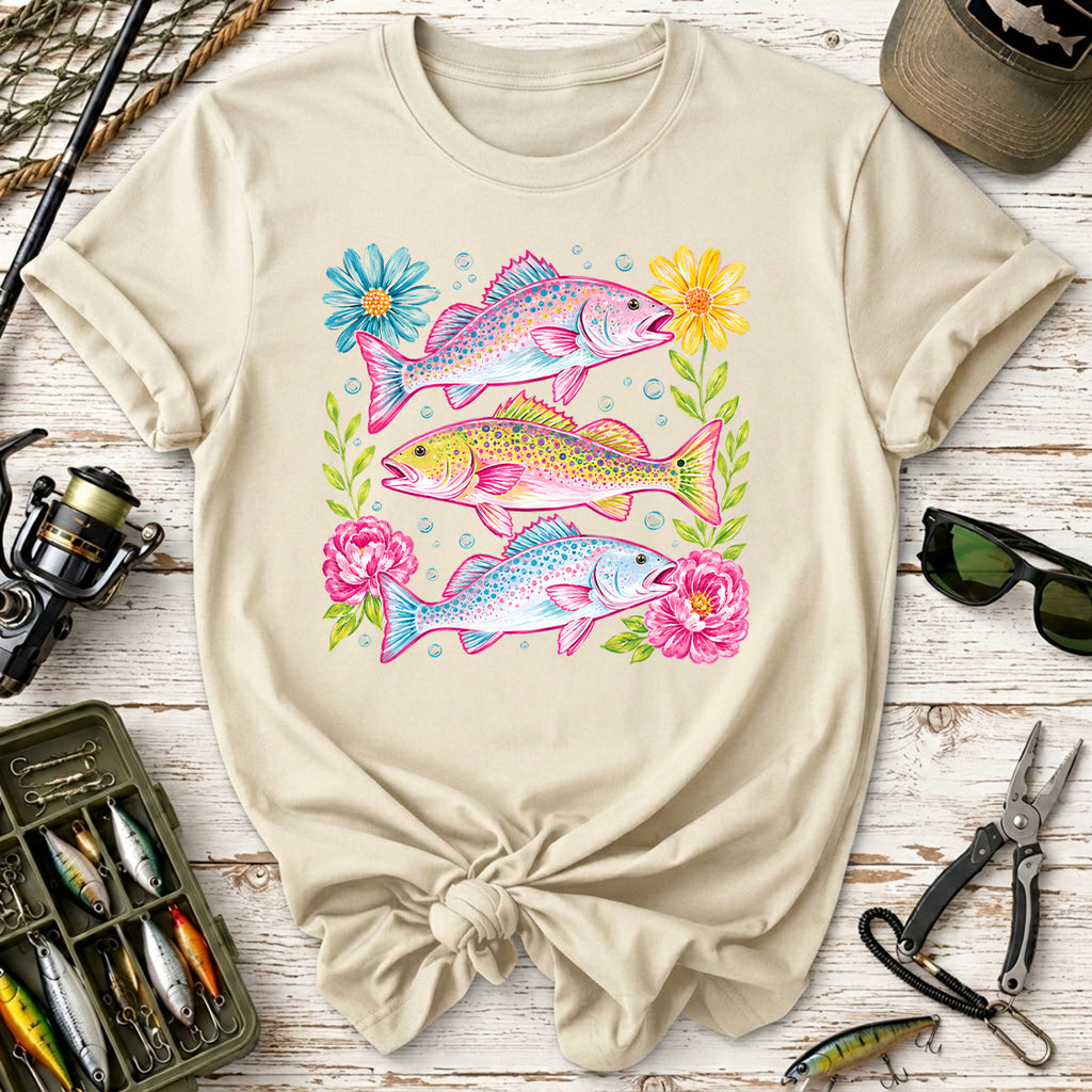 Colorful Trout & Flowers T-Shirt