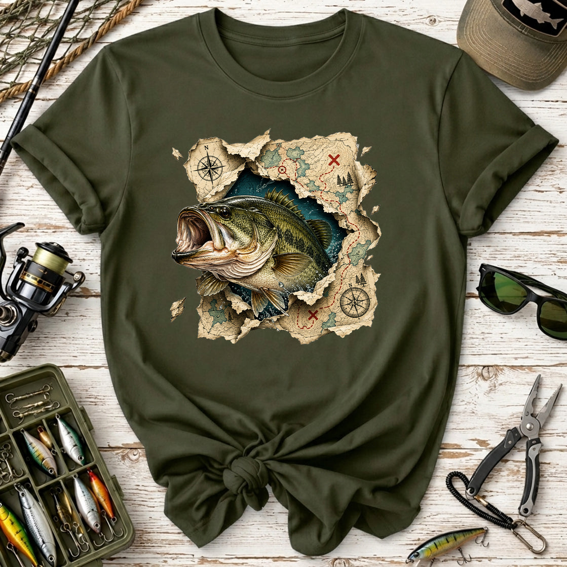 Bass Fishing Map T-Shirt