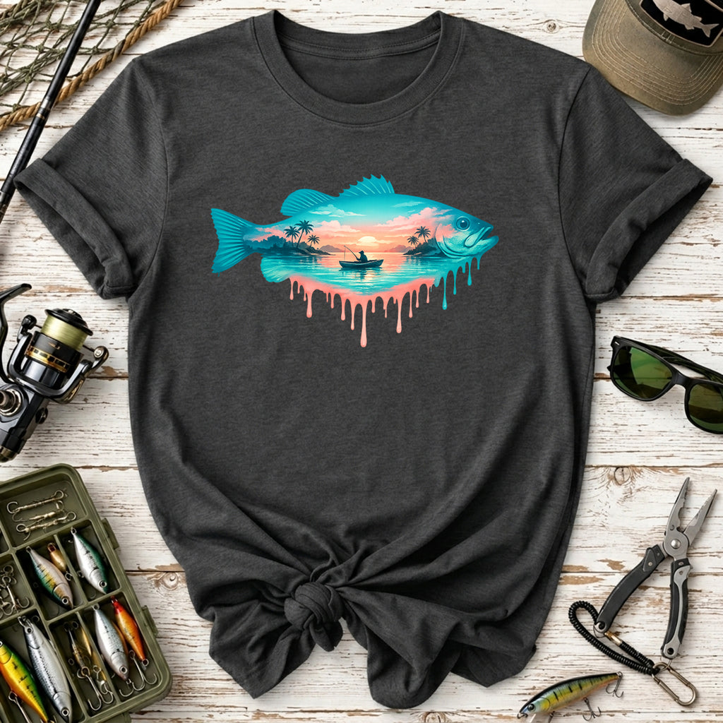 Dripping Tropical Sunset Fishing T-Shirt