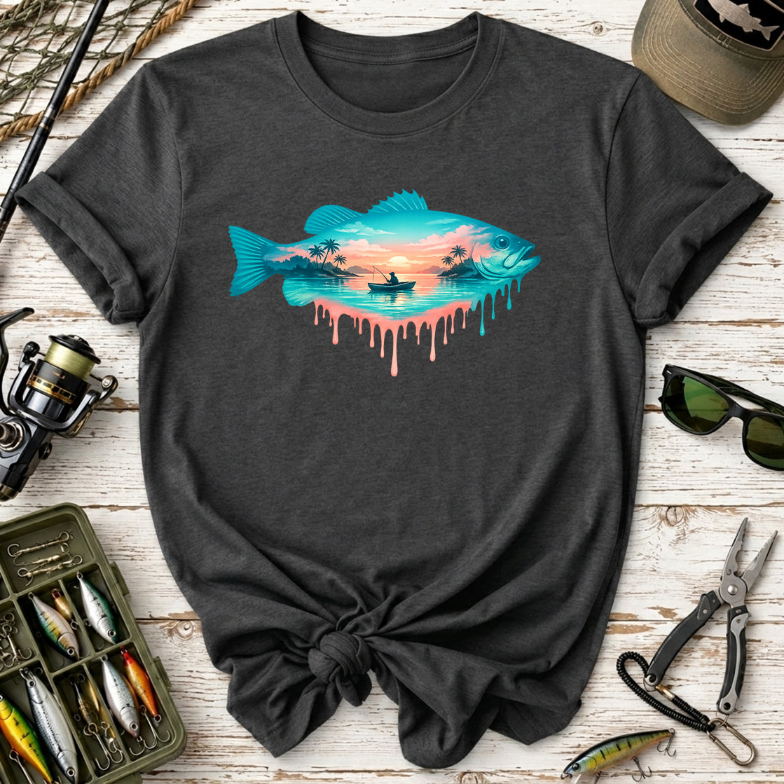 Dripping Tropical Sunset Fishing T-Shirt
