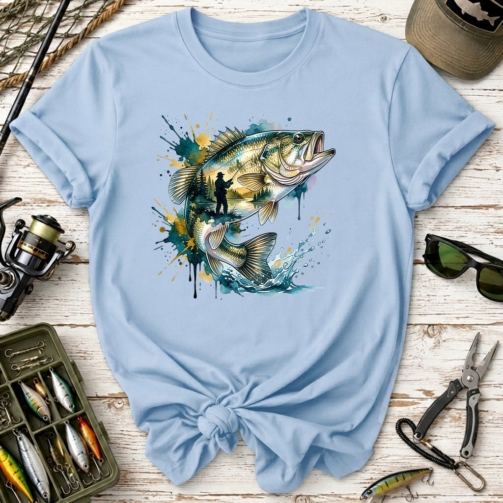 Bass Fishing Watercolor T-Shirt