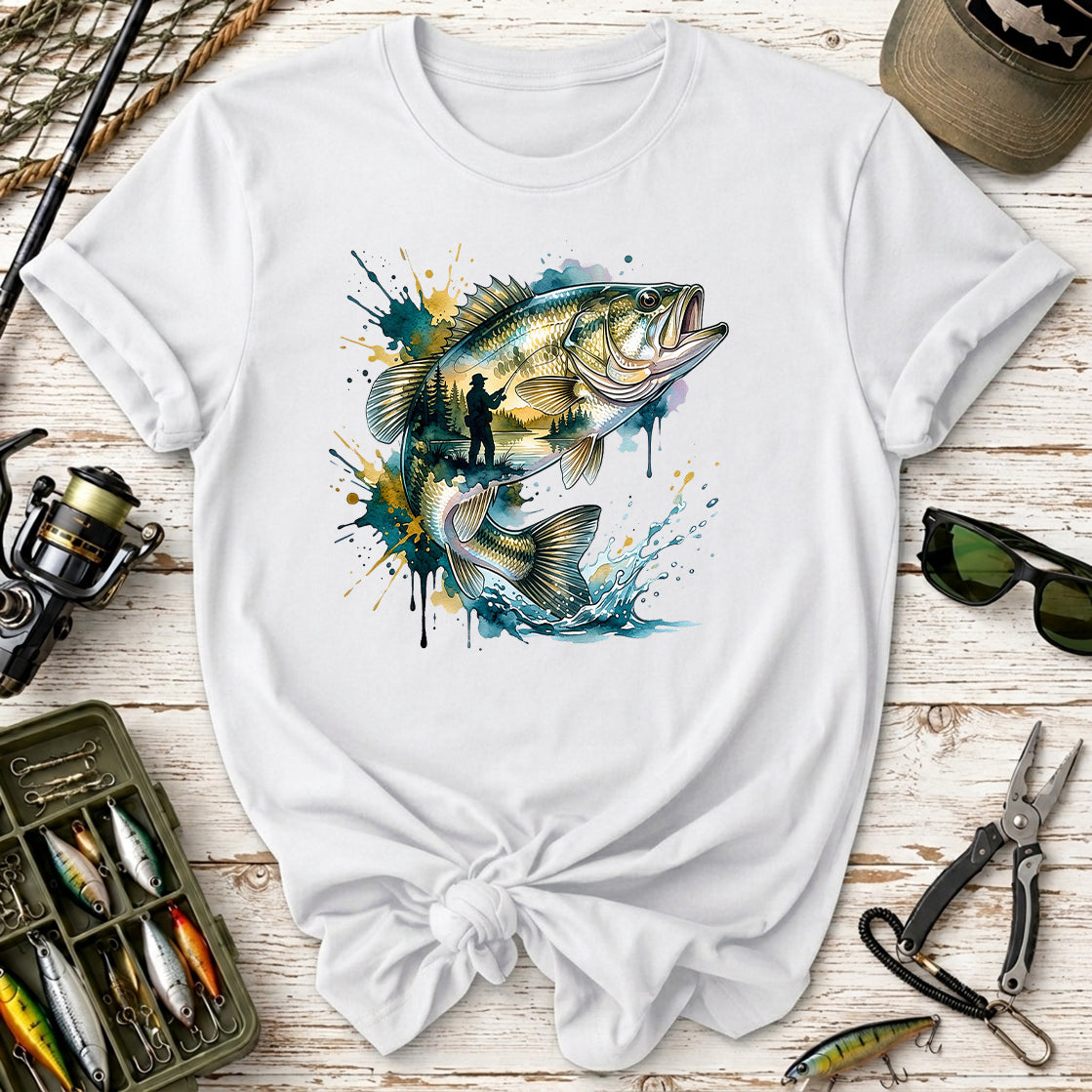 Bass Fishing Watercolor T-Shirt