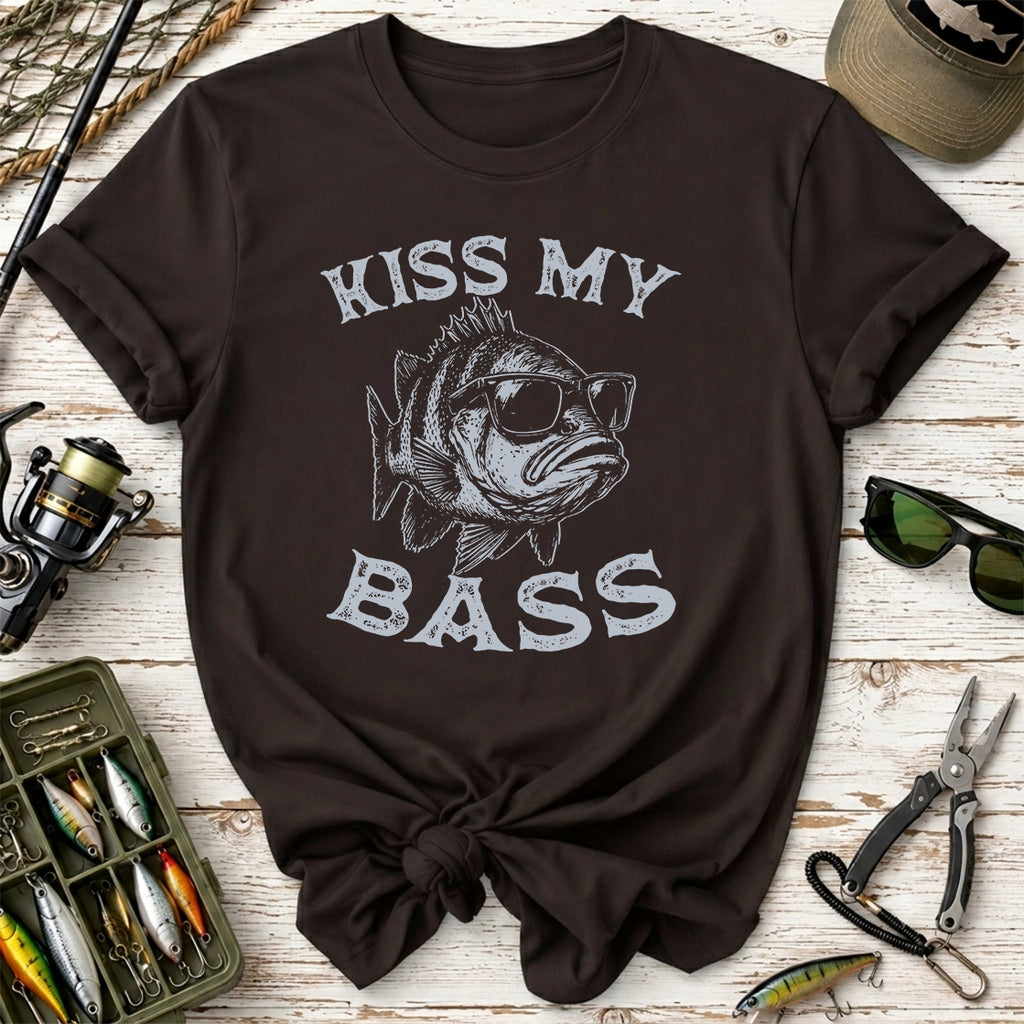Kiss My Bass Funny Fishing  T-Shirt