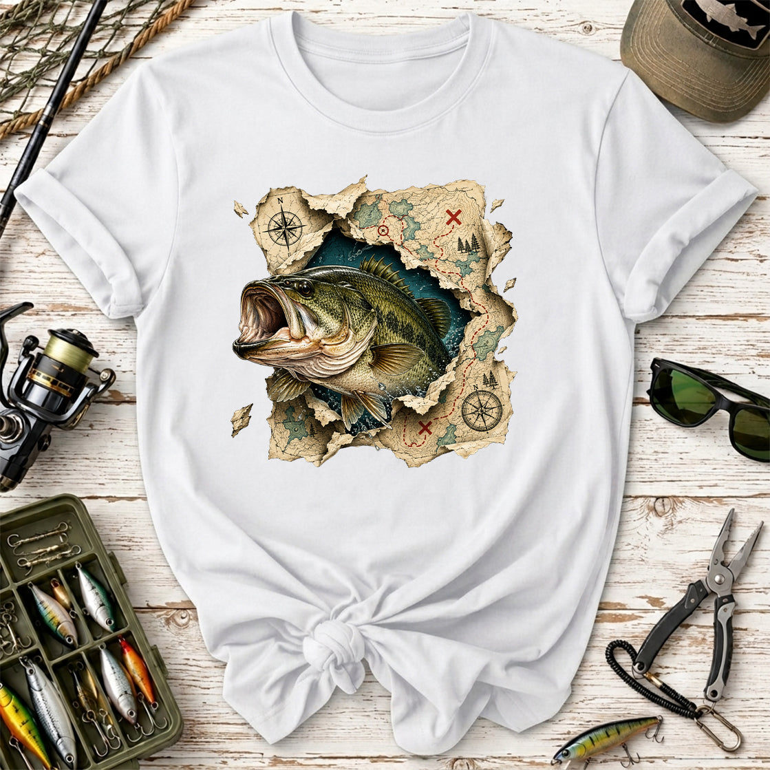 Bass Fishing Map T-Shirt