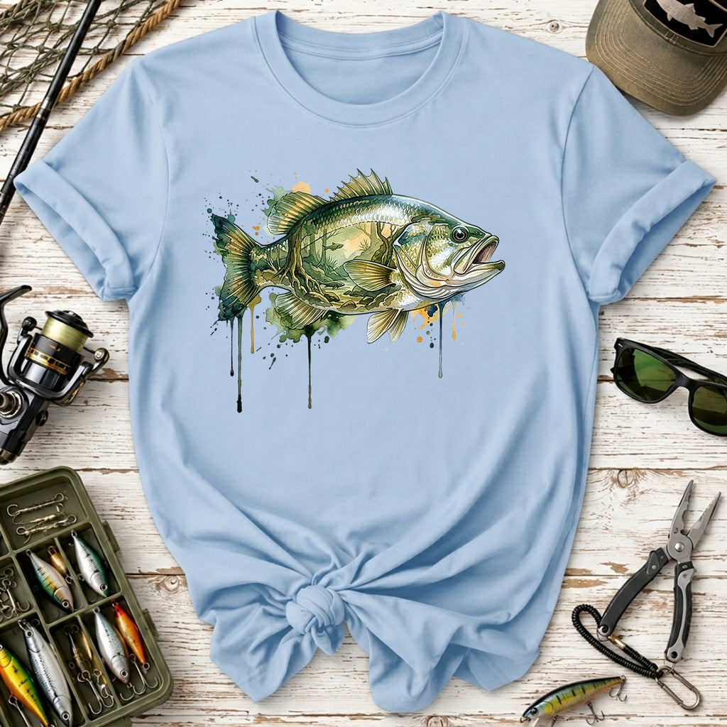 Bass Watercolor Fish T-Shirt
