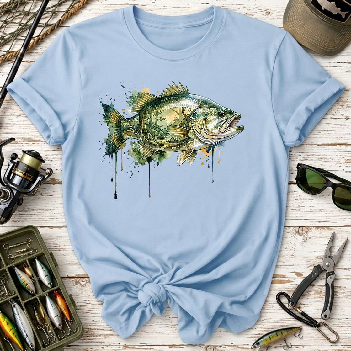 Bass Watercolor Fish T-Shirt