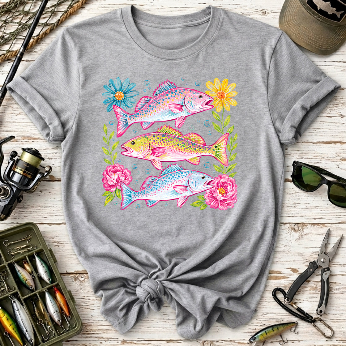 Colorful Trout & Flowers T-Shirt