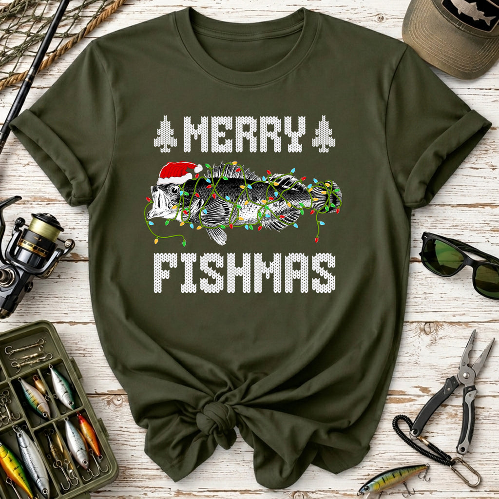 Festive Fishing Holiday Merry Fishmas T-Shirt