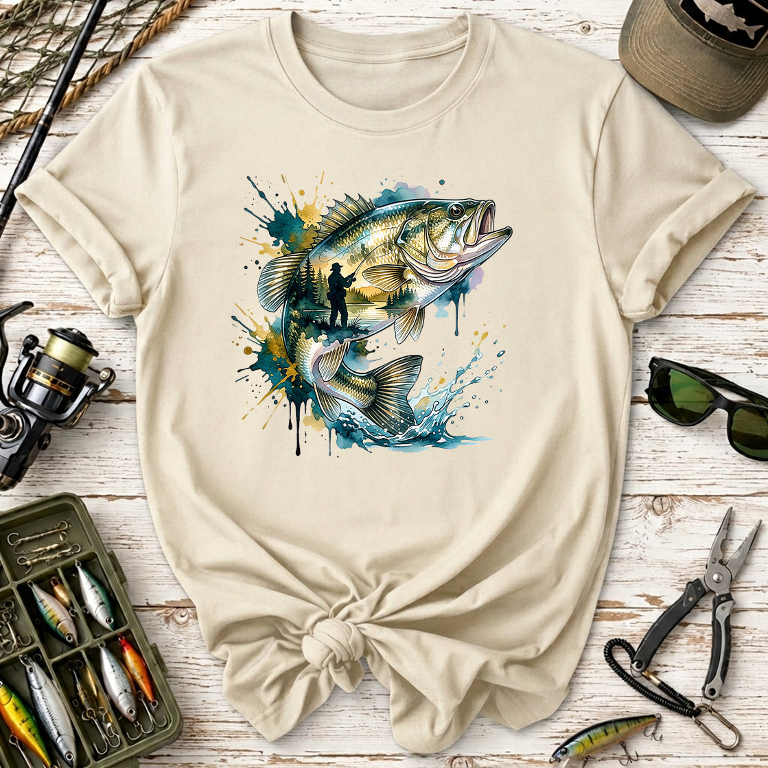 Bass Fishing Watercolor T-Shirt