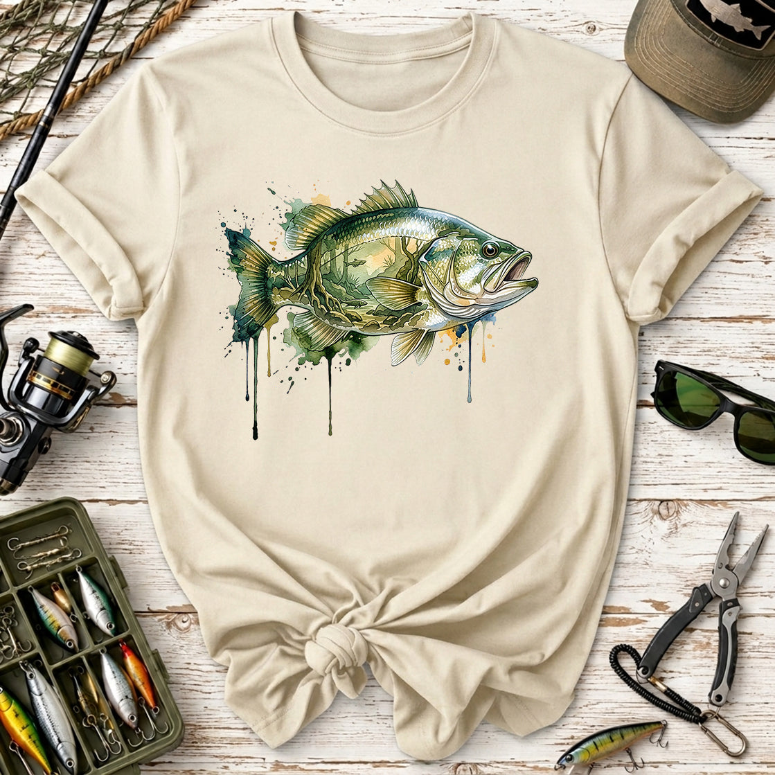 Bass Watercolor Fish T-Shirt