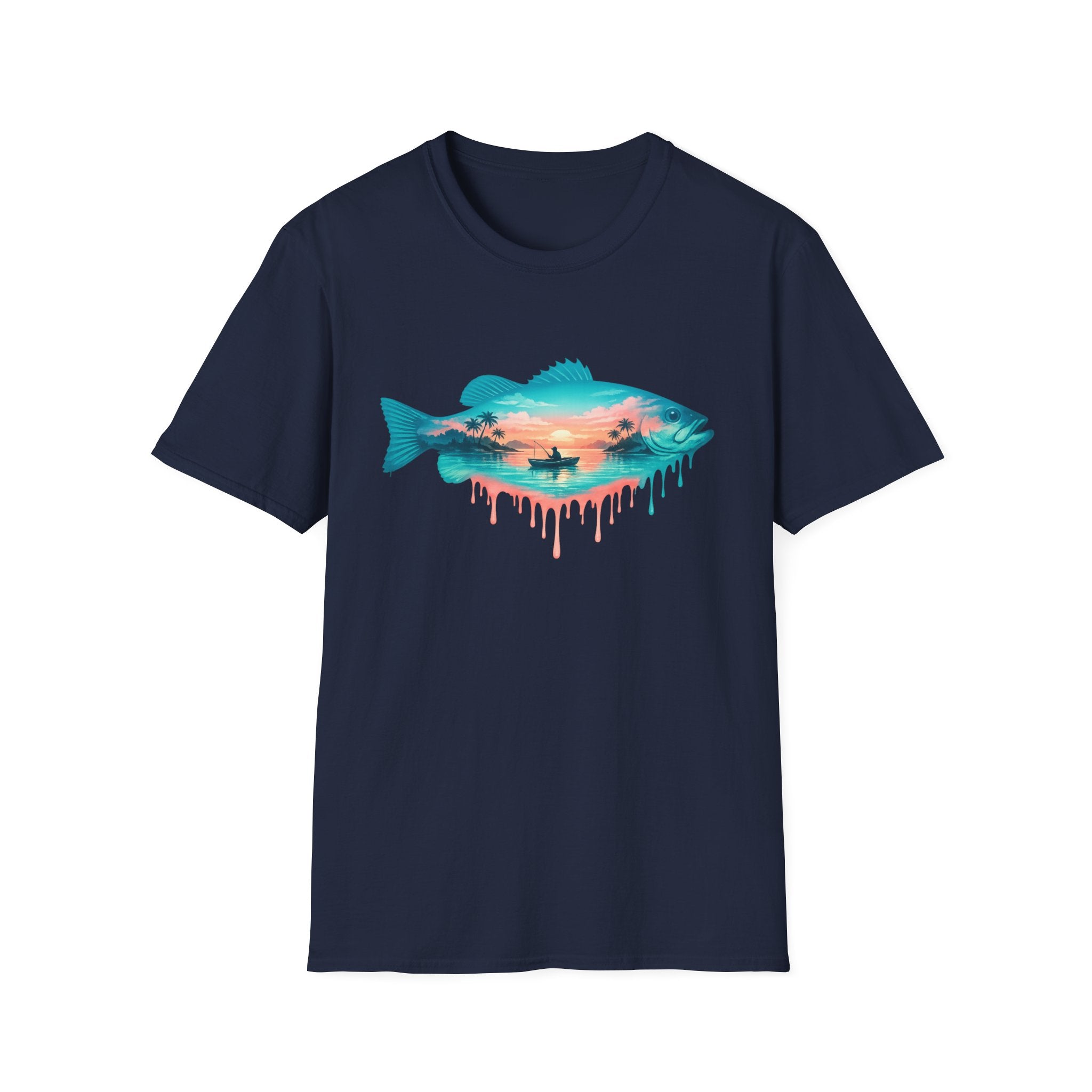 Dripping Tropical Sunset Fishing T-Shirt