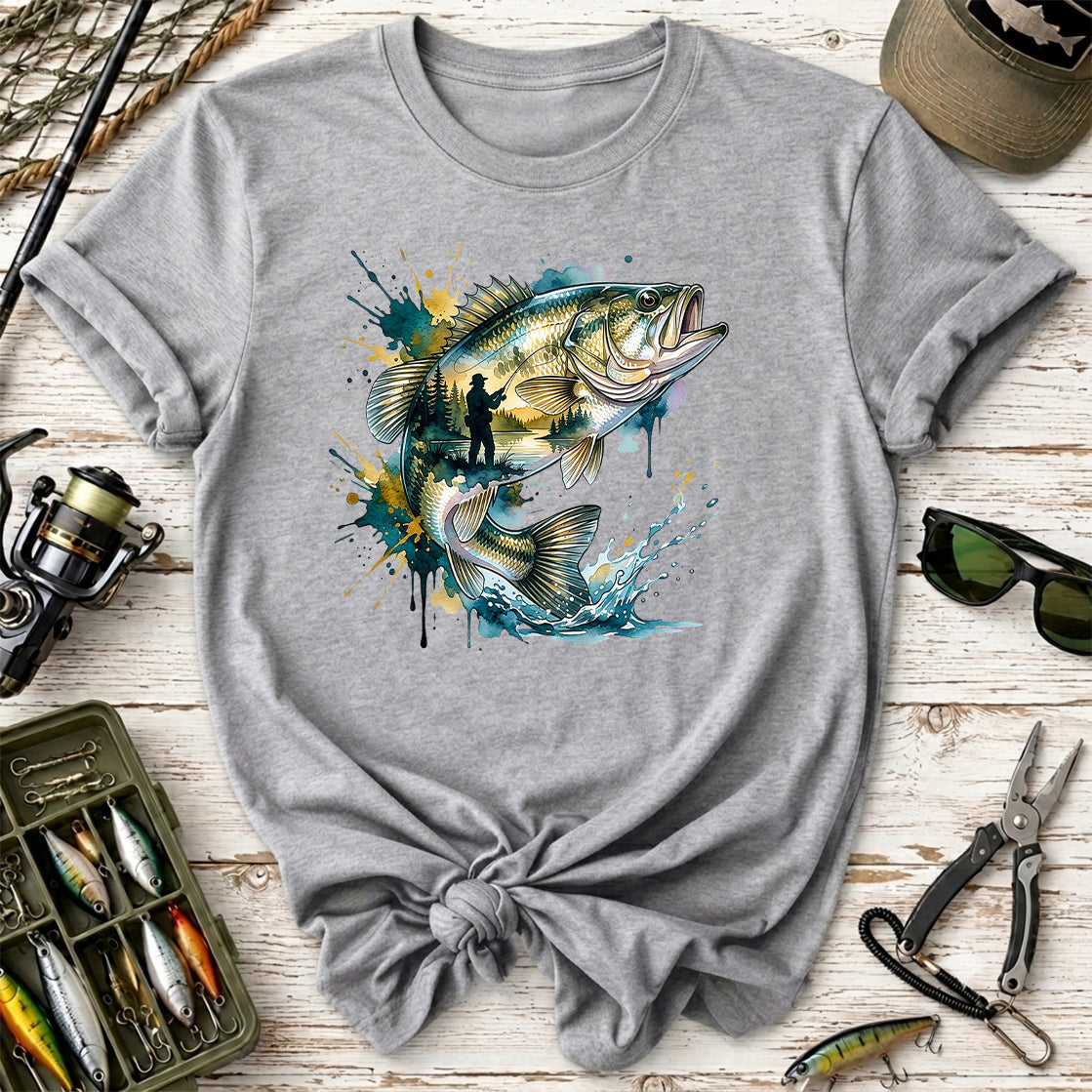 Bass Fishing Watercolor T-Shirt