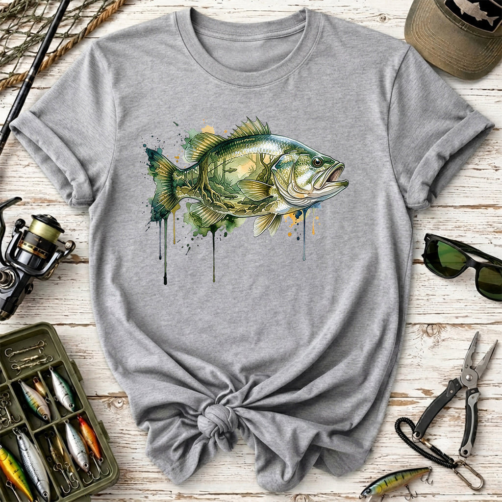Bass Watercolor Fish T-Shirt