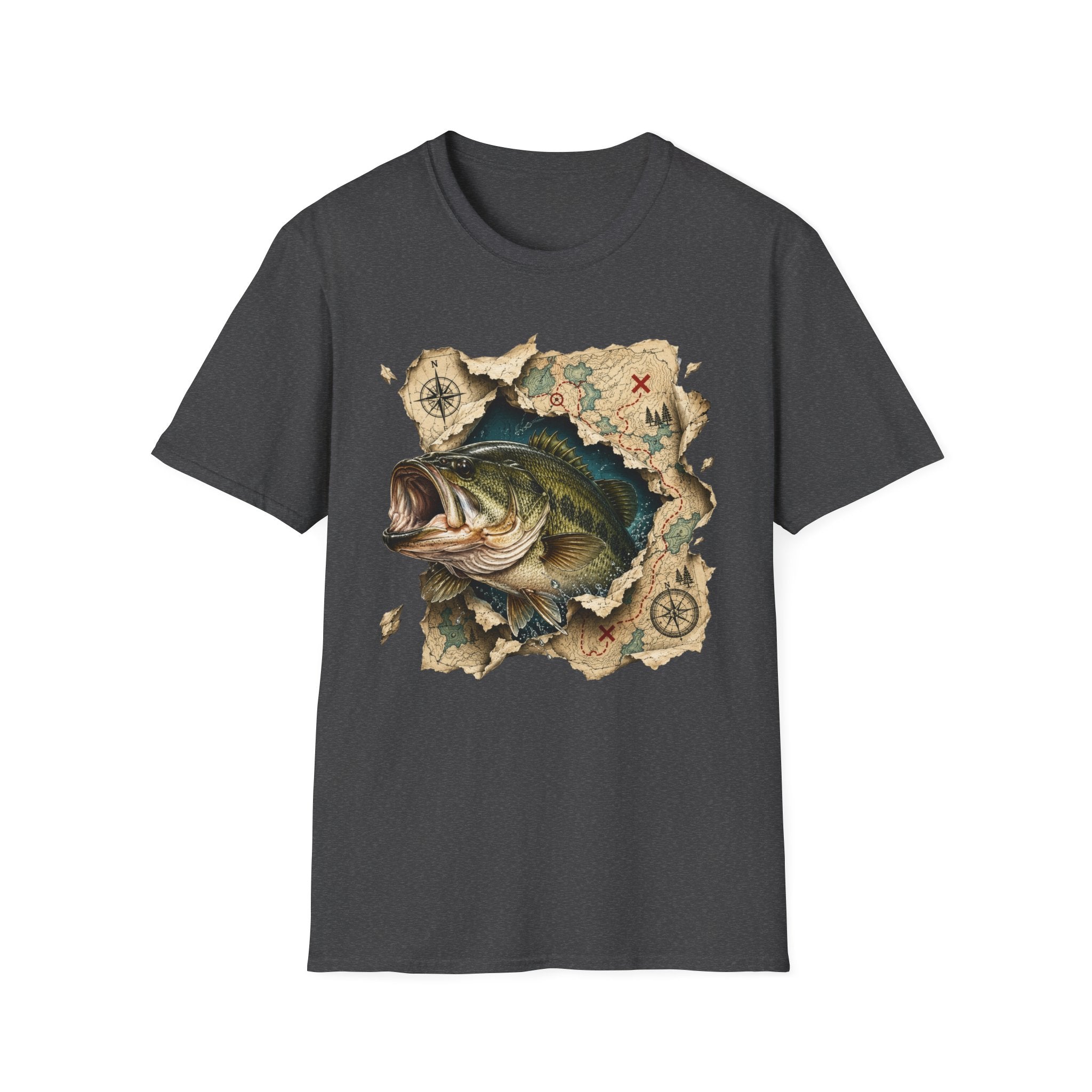 Bass Fishing Map T-Shirt