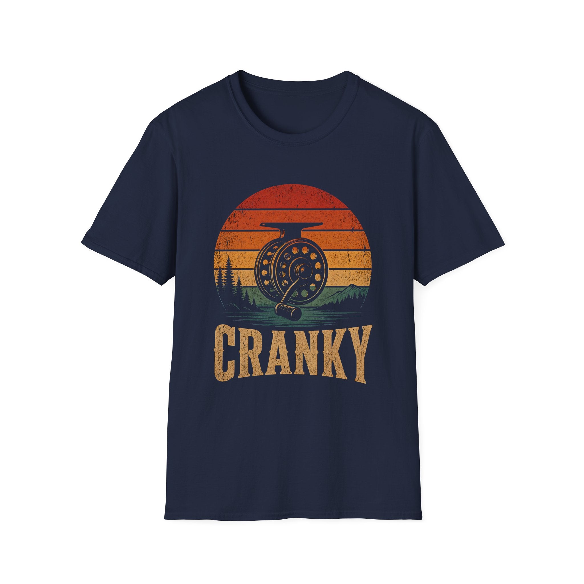 Cranky Fly Reel Fishing Sunset T-Shirt