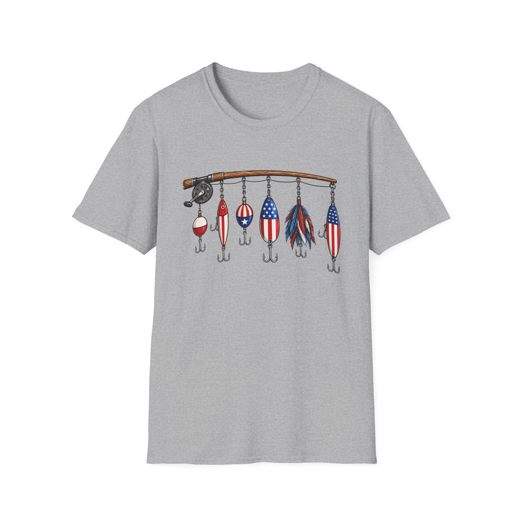 Fishing Lures Patriotic USA Bait Rod  T-Shirt