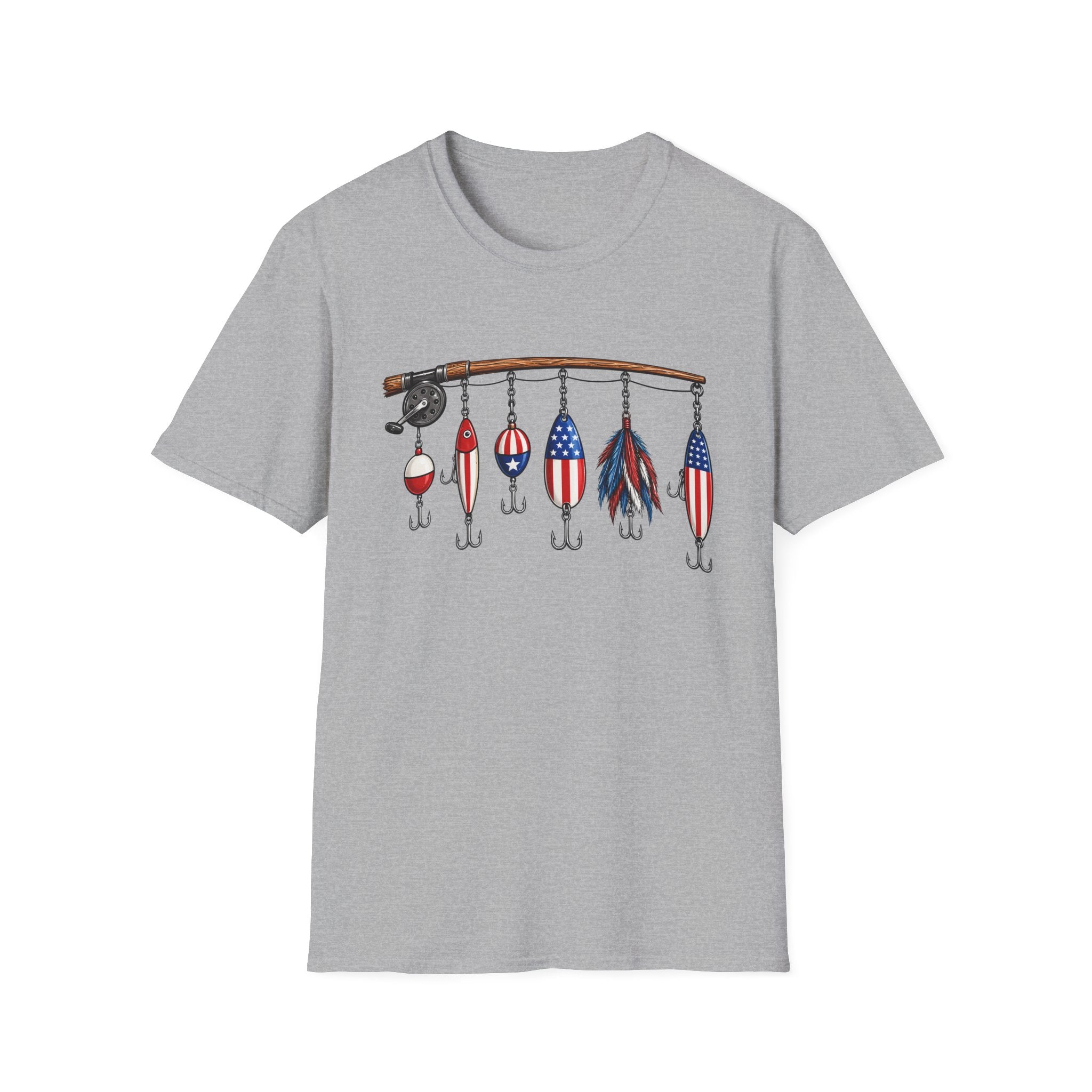 Fishing Lures Patriotic USA Bait Rod  T-Shirt