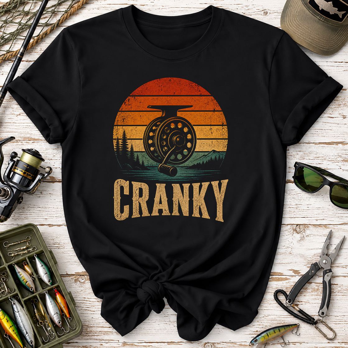 Cranky Fly Reel Fishing Sunset T-Shirt