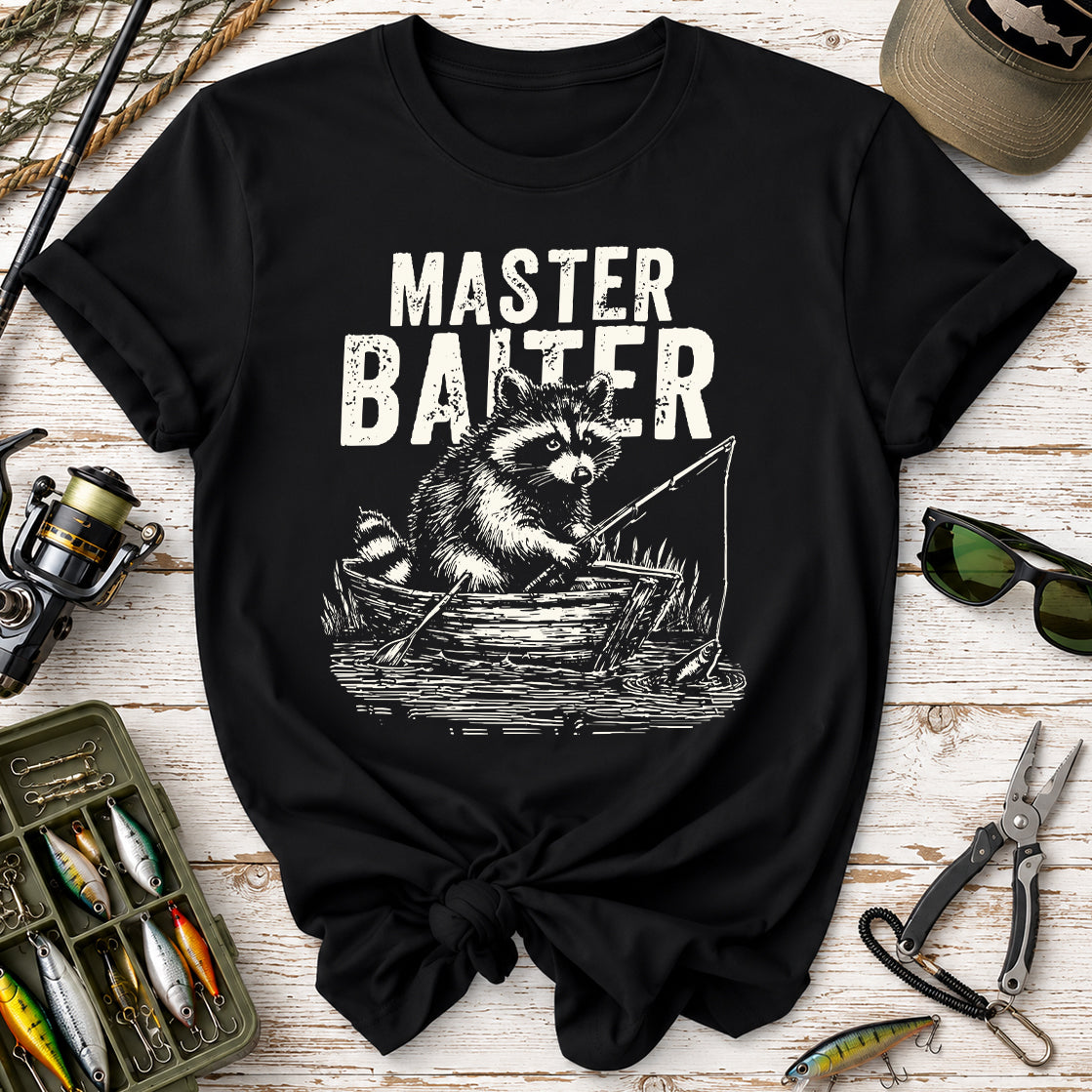 Master Baiter Fishing Funny Raccoon T-Shirt