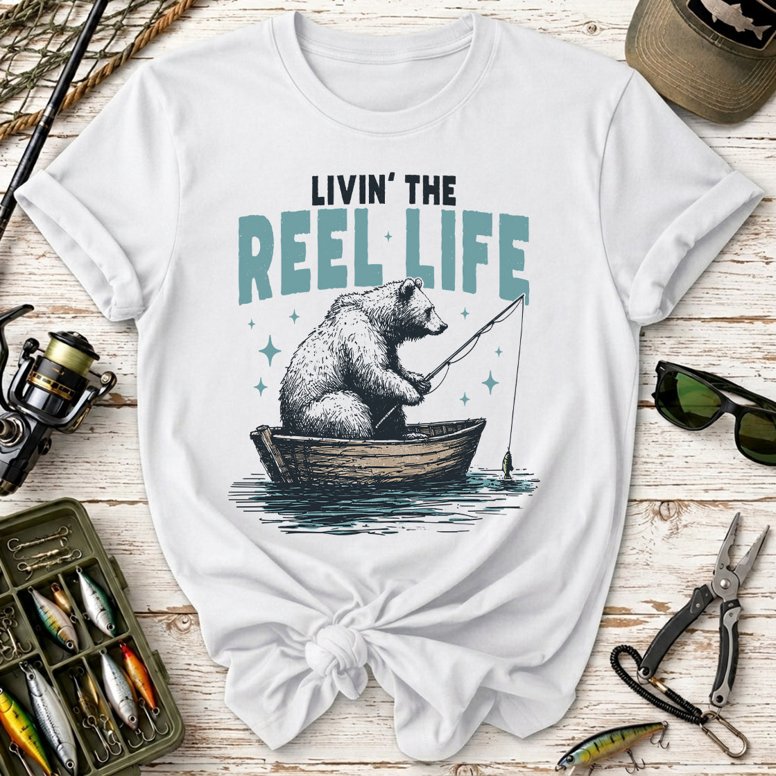 Livin' the Reel Life Bear Fishing T-Shirt