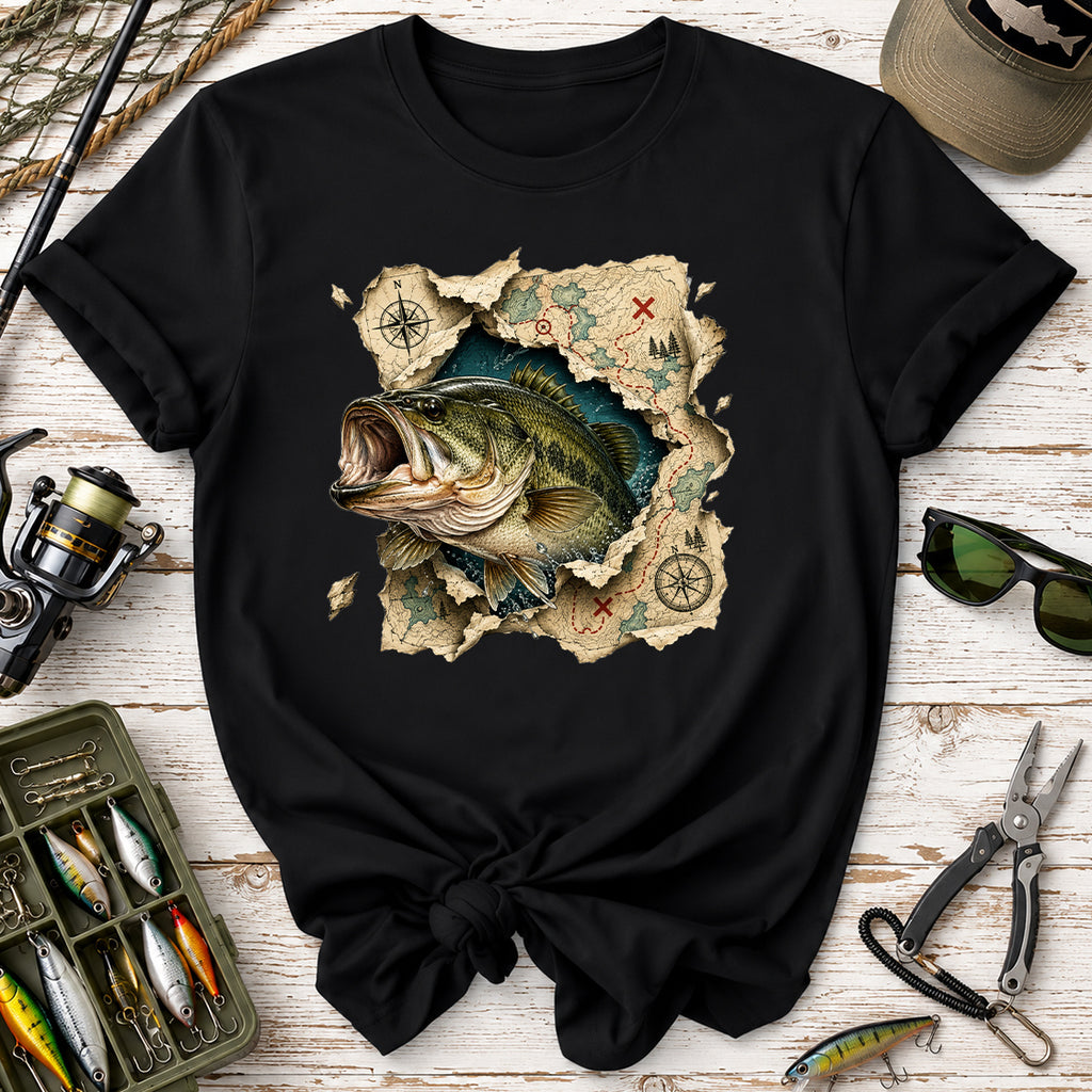 Bass Fishing Map T-Shirt