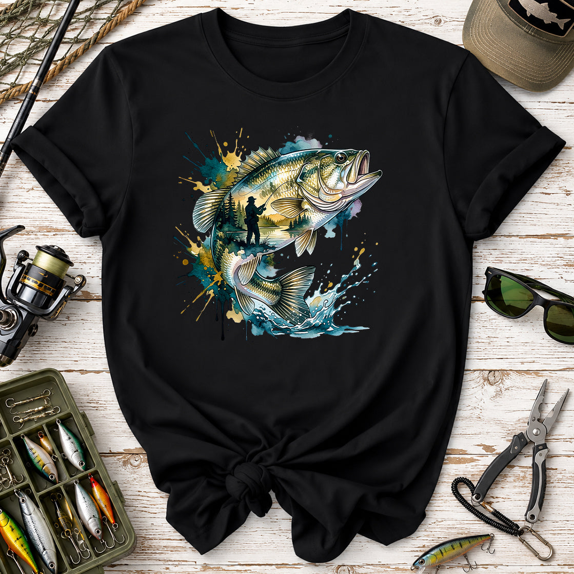 Bass Fishing Watercolor T-Shirt