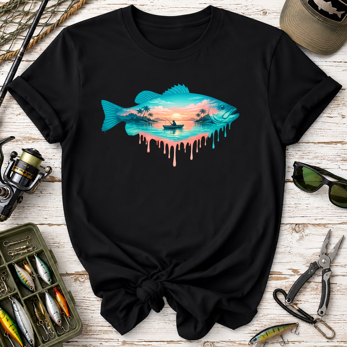Dripping Tropical Sunset Fishing T-Shirt