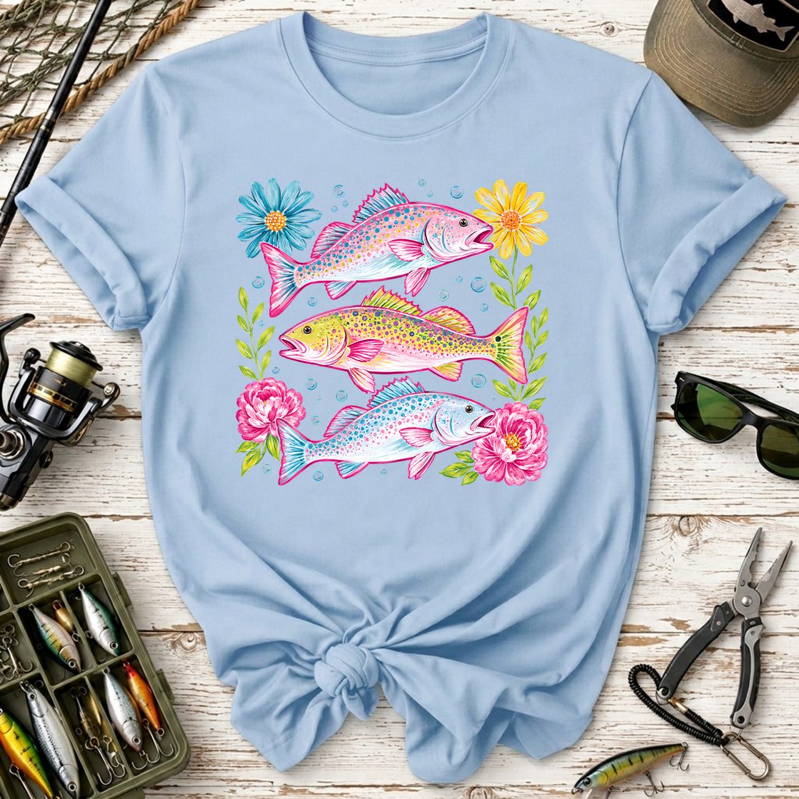 Colorful Trout & Flowers T-Shirt