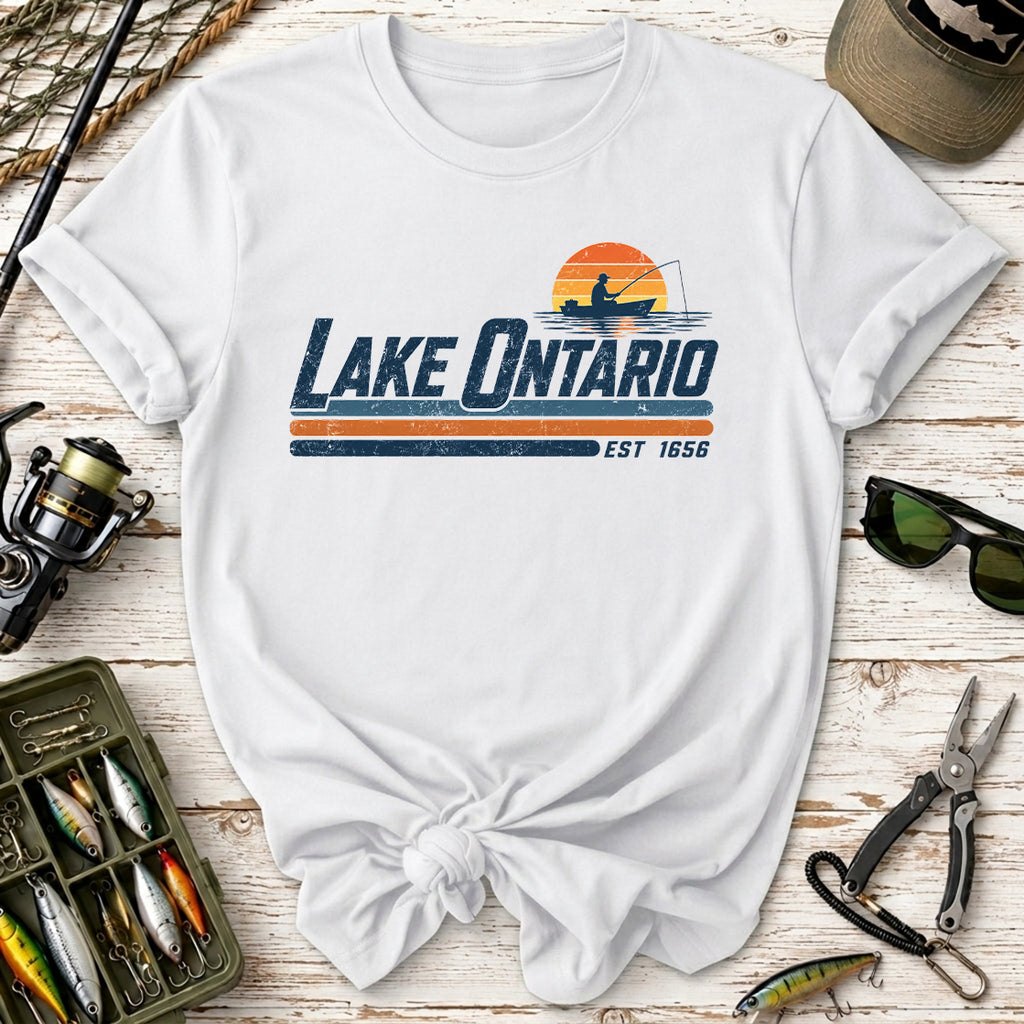 Lake Ontario Vintage Sunset Fishing T-Shirt