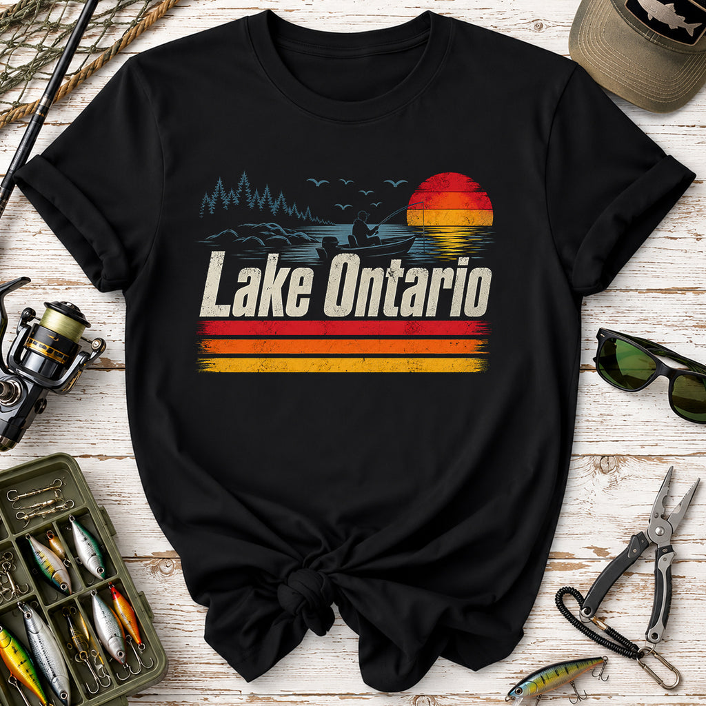 Lake Ontario Vintage Sunset Fishing T-Shirt