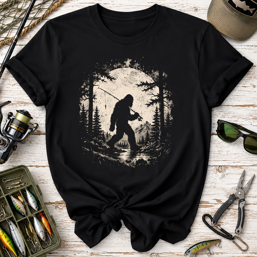 Retro Bigfoot Fishing T-Shirt