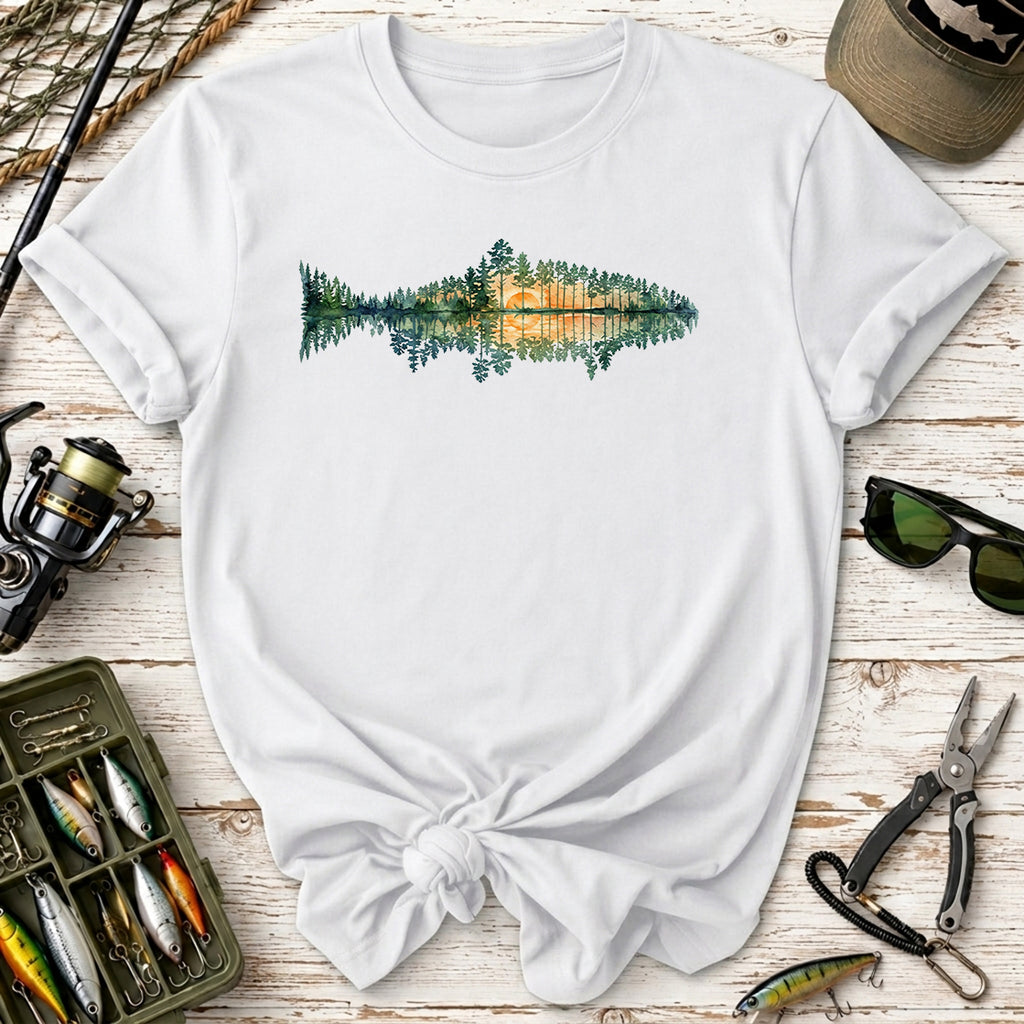 Lake Sunset Fish  T-Shirt