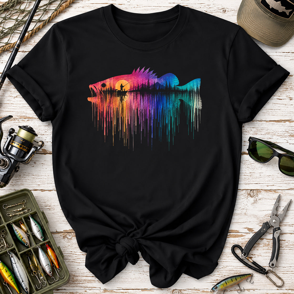 Rainbow Drip Fishing Bass T-Shirt